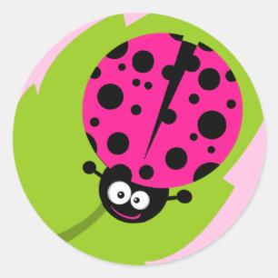 Hot Pink Ladybug Classic Round Sticker