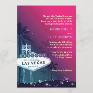 Hot Pink Las Vegas Nevada Wedding Invitation