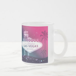 Hot Pink Las Vegas Wedding Keepsake Frosted Glass Coffee Mug