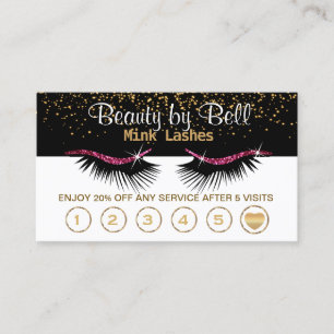 Hot Pink Lashes Loyalty Cards on Black & White