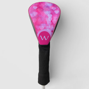 Hot Pink & Lavender Hearts Personalised Golf Head Cover