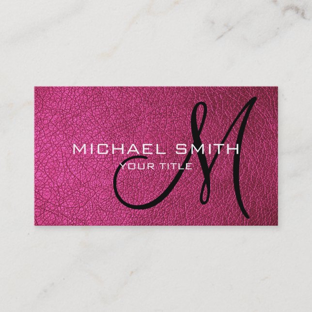 Hot Pink leather Business Card (Front)