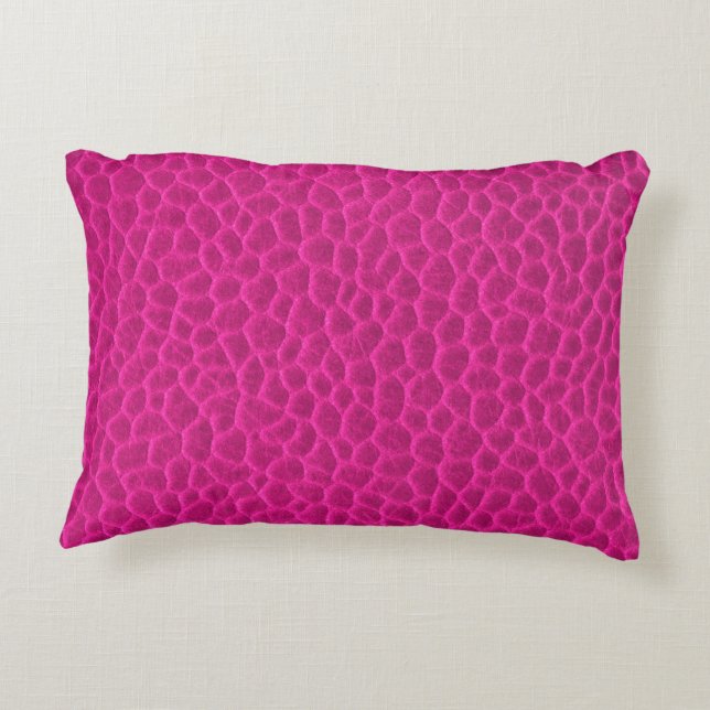 Hot Pink Leather Texture Decorative Cushion (Back)