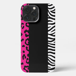 Hot Pink Leopard and Zebra Animal Print  iPhone 13 Pro Max Case