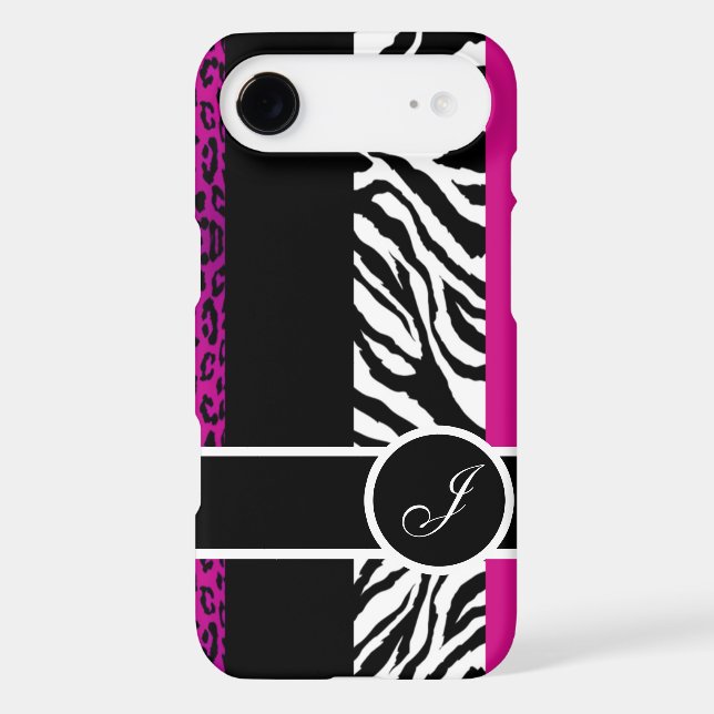 Hot Pink Leopard and Zebra Monogram Animal Print Case-Mate Samsung Galaxy Case (Back)