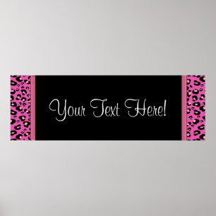 Hot Pink Leopard Baby Shower Banner Poster