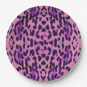 Hot Pink Leopard Fur Spots Pattern Paper Plate
