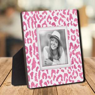 Hot Pink Leopard Pattern Frameless Family Photo Plaque
