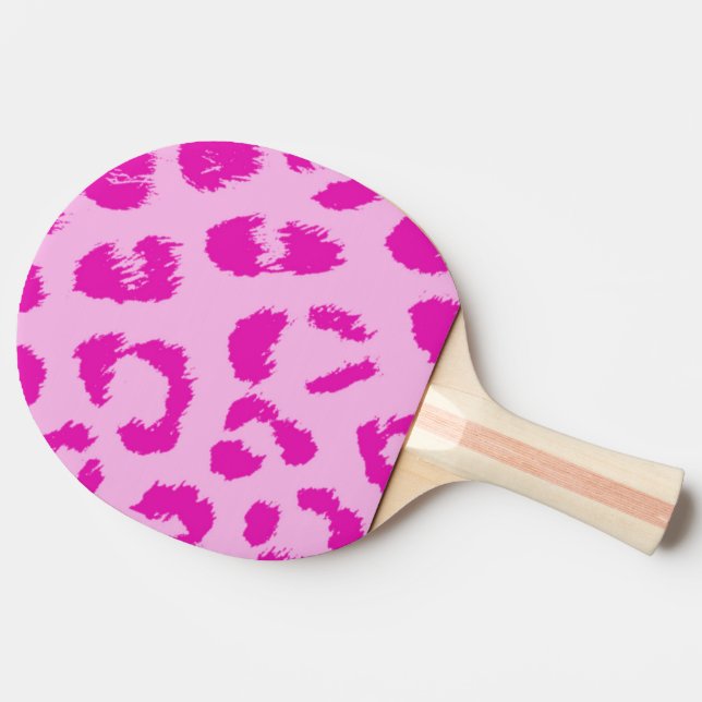 Hot Pink Leopard Pattern Ping Pong Paddle (Side)