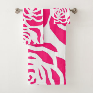 Hot Pink Leopard Print Bathroom Towel Sets