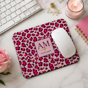 Hot Pink Leopard Print Blush Glam Animal Print Mouse Mat