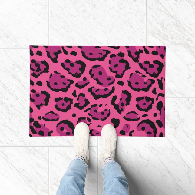 Hot Pink Leopard Print  Doormat (Indoor)