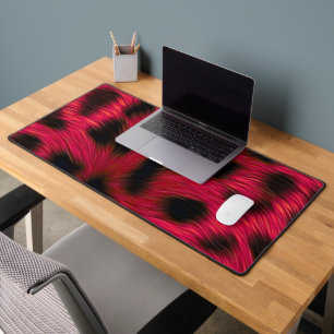 Hot Pink Leopard Print Faux  Desk Mat