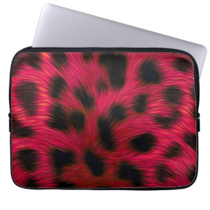 Hot Pink Leopard Print Faux Laptop Sleeve