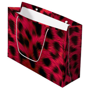 Hot Pink Leopard Print Faux Large Gift Bag