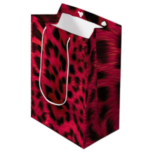 Hot Pink Leopard Print Faux Medium Gift Bag