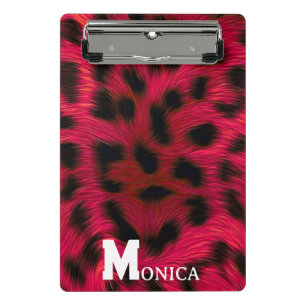Hot Pink Leopard Print Faux Mini Clipboard