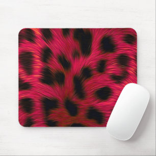 Hot Pink Leopard Print Faux Mouse Mat