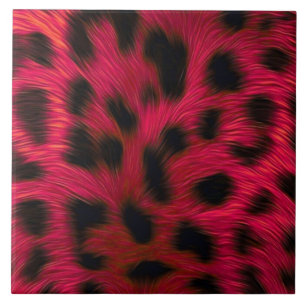 Hot Pink Leopard Print Faux Tile