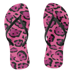 Hot Pink Leopard Print  Flip Flops
