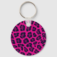 Hot Pink Leopard Print Keychain