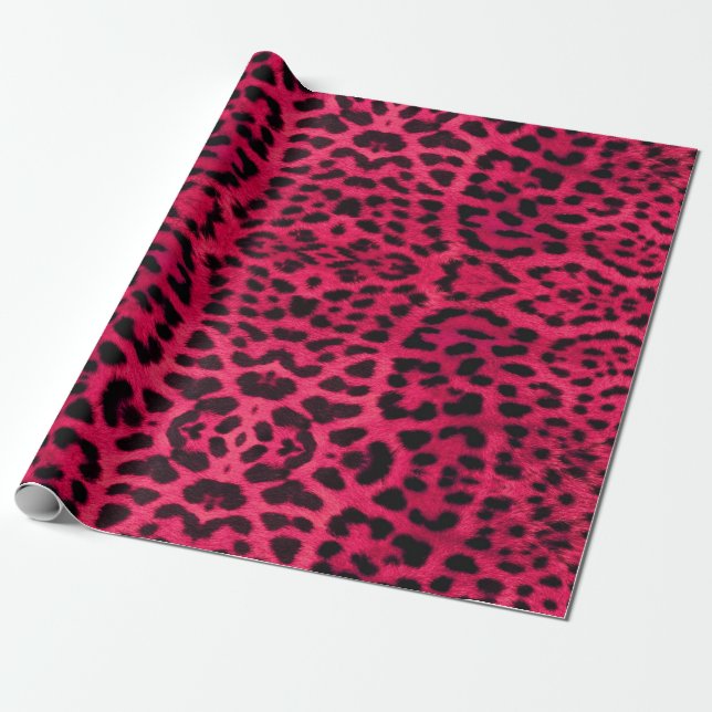hot pink leopard print paper for gifts (Unrolled)
