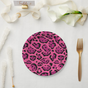 Hot Pink Leopard Print  Paper Plate