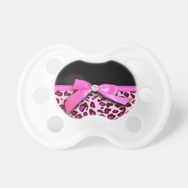 Hot pink leopard print ribbon bow graphic dummy (Front)