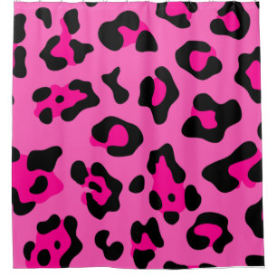 hot pink leopard print shower curtain