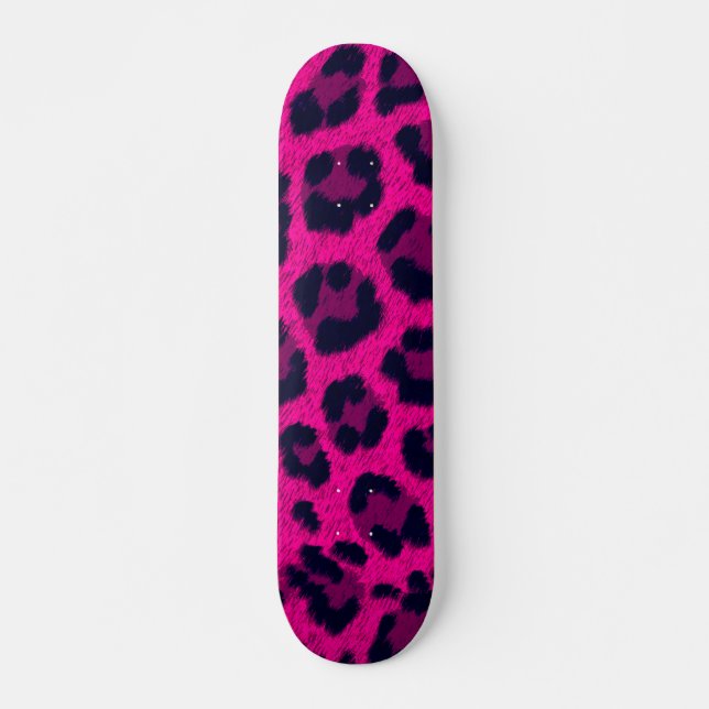 Hot Pink Leopard Print Skateboard (Front)