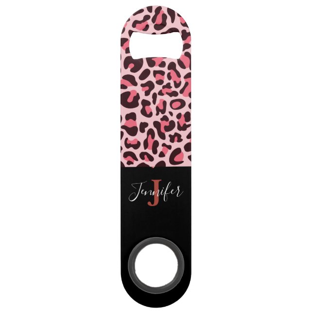 Hot Pink Leopard Print Speed Bottle Opener (Back)