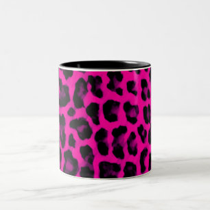 Hot Pink Leopard Print Two-Tone Coffee Mug