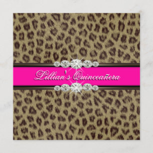 Hot Pink Leopard Quinceanera Invitations