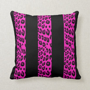 Hot Pink Leopard Stripes Cushion