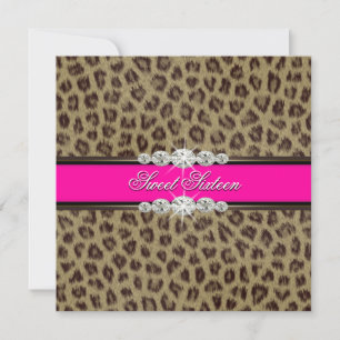 Hot Pink Leopard Sweet Sixteen Birthday Party Invitation