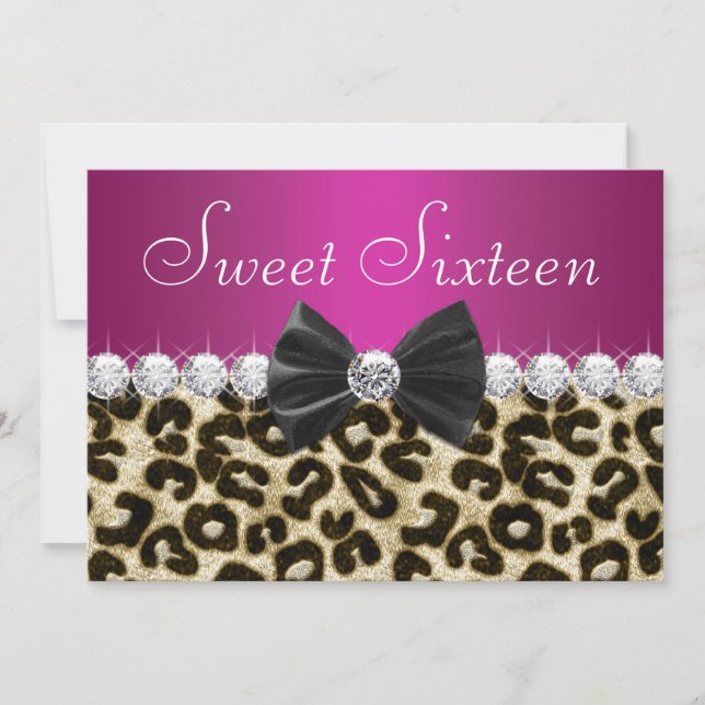 Hot Pink Leopard Sweet Sixteen Invitation (Front)