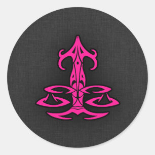 Hot Pink Libra Scales Zodiac Sign Classic Round Sticker