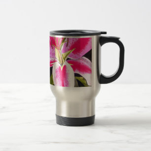Hot Pink Lily Tenerife pop art watercolor flower Travel Mug