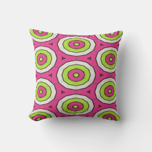 Hot pink, lime green and white bulls eye pillow