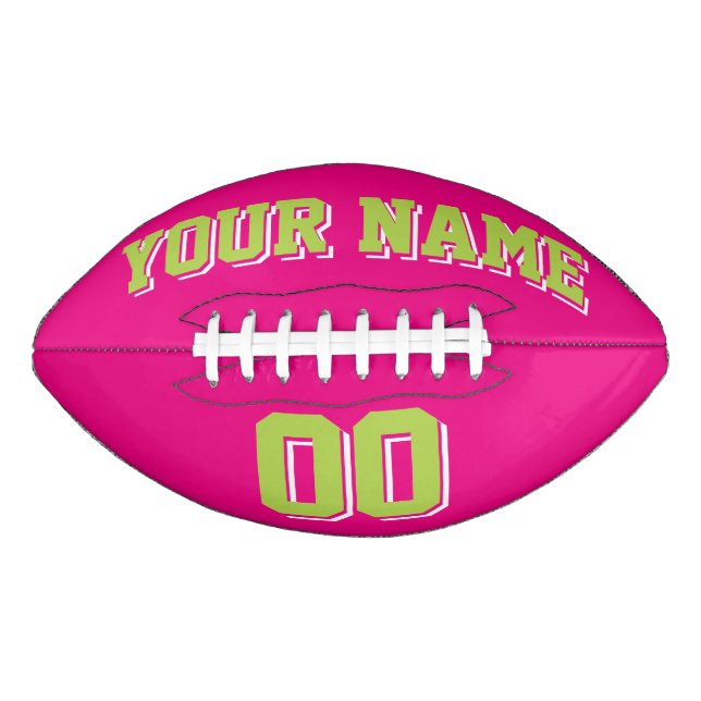 HOT PINK LIME GREEN AND WHITE Custom Football American Football (Front)