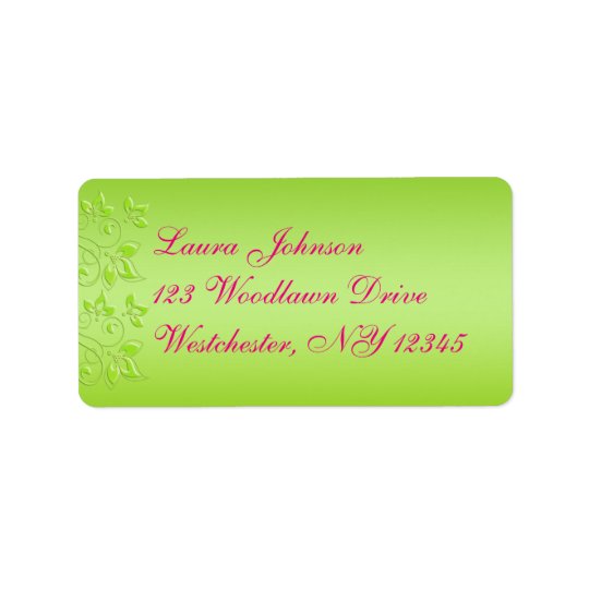 Hot Pink, Lime Green Floral Address Label