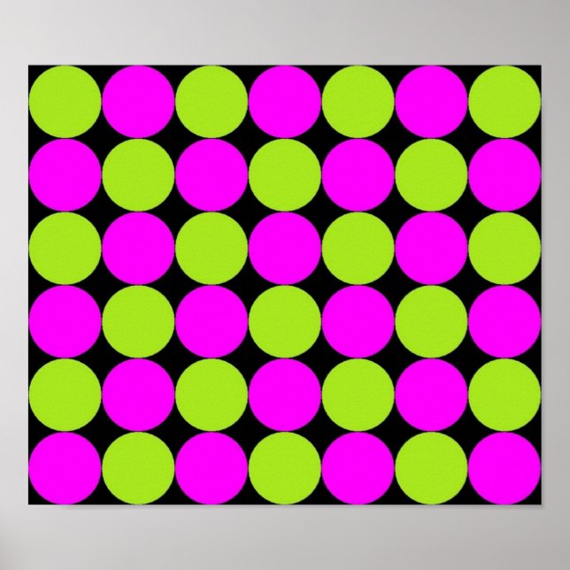 Hot Pink & Lime Green Polka Dots Poster (Front)