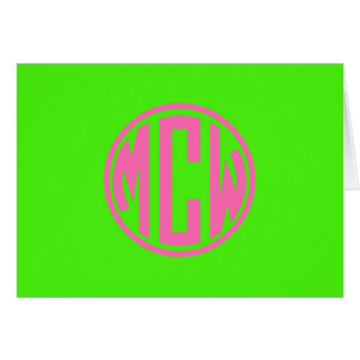 Hot Pink Lime Green Preppy Circle Monogram DIY BG