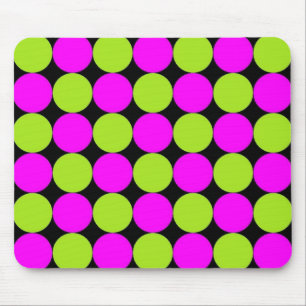 Hot Pink & Lime Polka Dots Mouse Mat