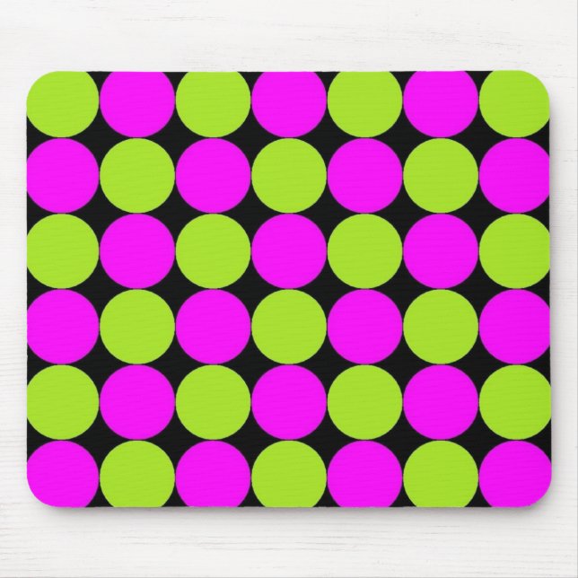 Hot Pink & Lime Polka Dots Mouse Mat (Front)