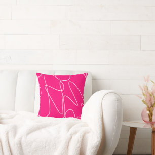 Hot Pink Line Art  Cushion