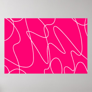 Hot Pink Line Art  Poster