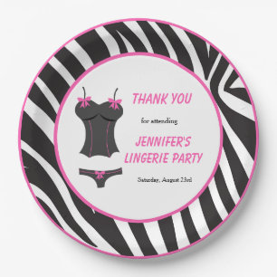 Hot Pink Lingerie Party Thank You Paper Plate