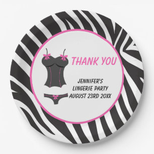 Hot Pink Lingerie Party Thank You Paper Plate