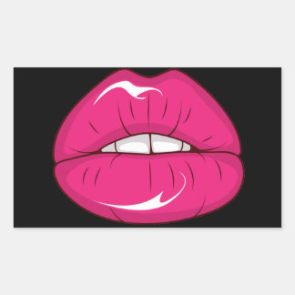 Hot Pink Lips - A Kiss and a Smile! Rectangular Sticker